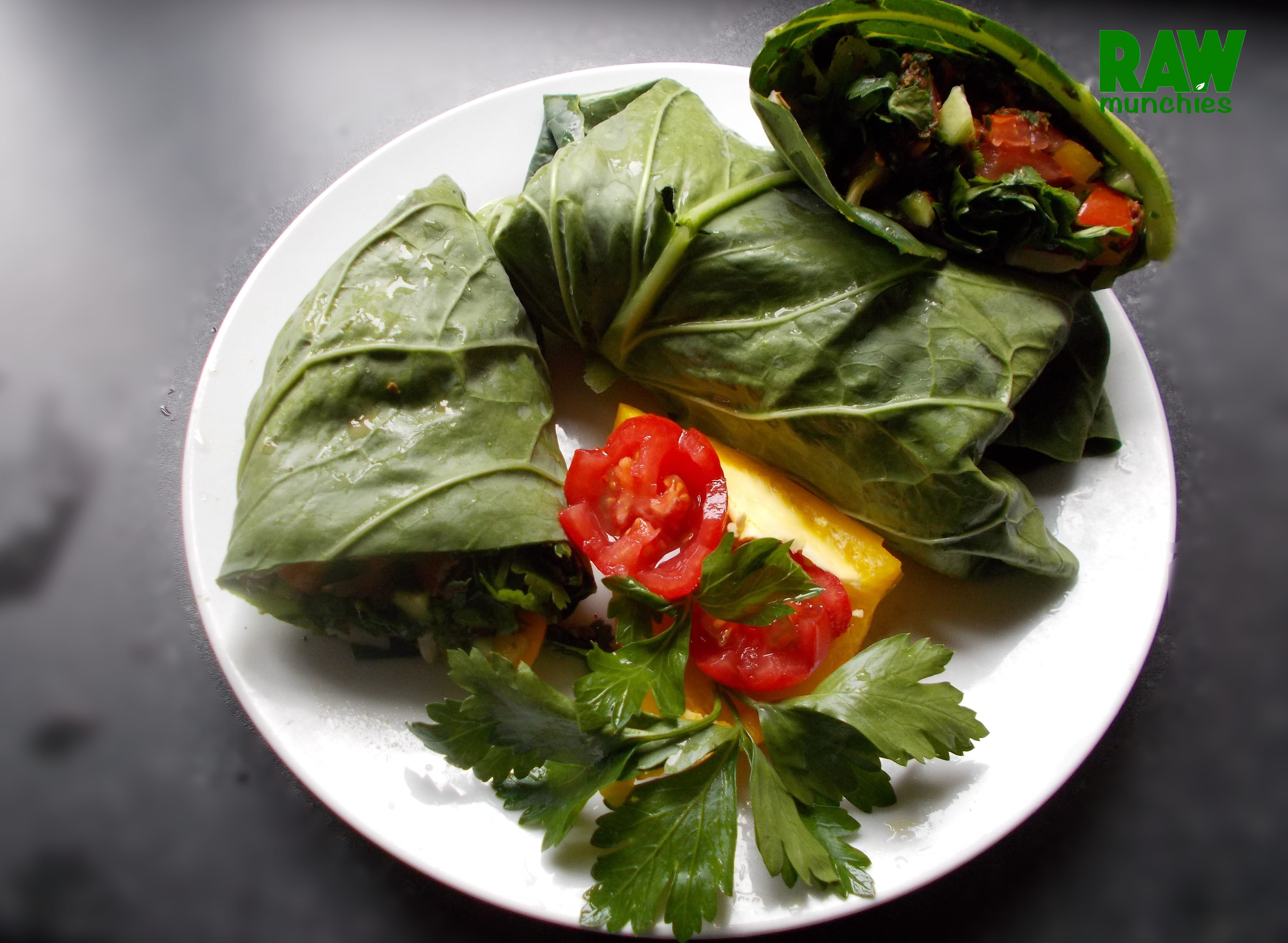 Raw Vegan Garden Salad and Coconut “Chicken” Roll