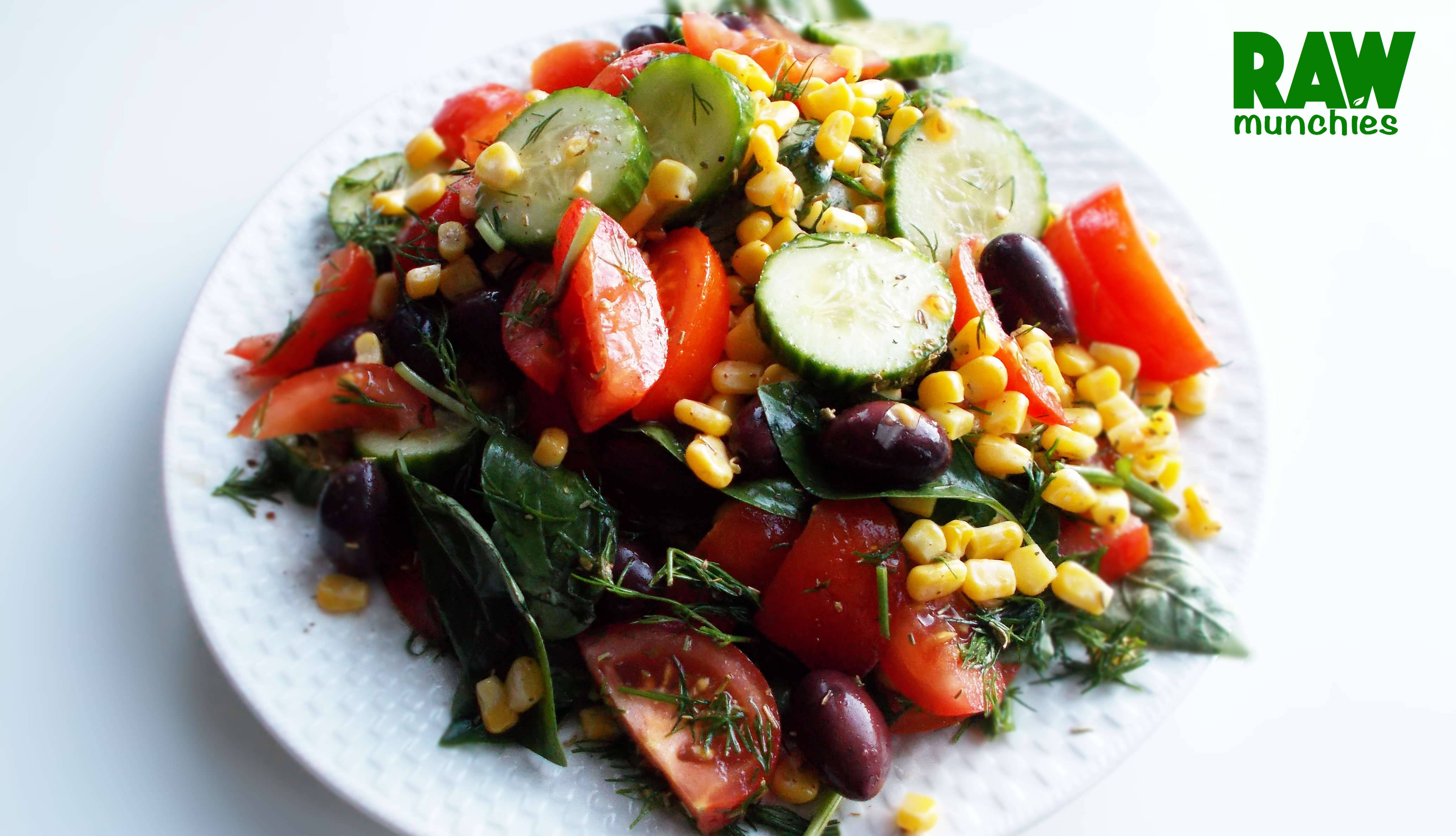 Raw Vegan Overjoyed Olives and Corn Salad