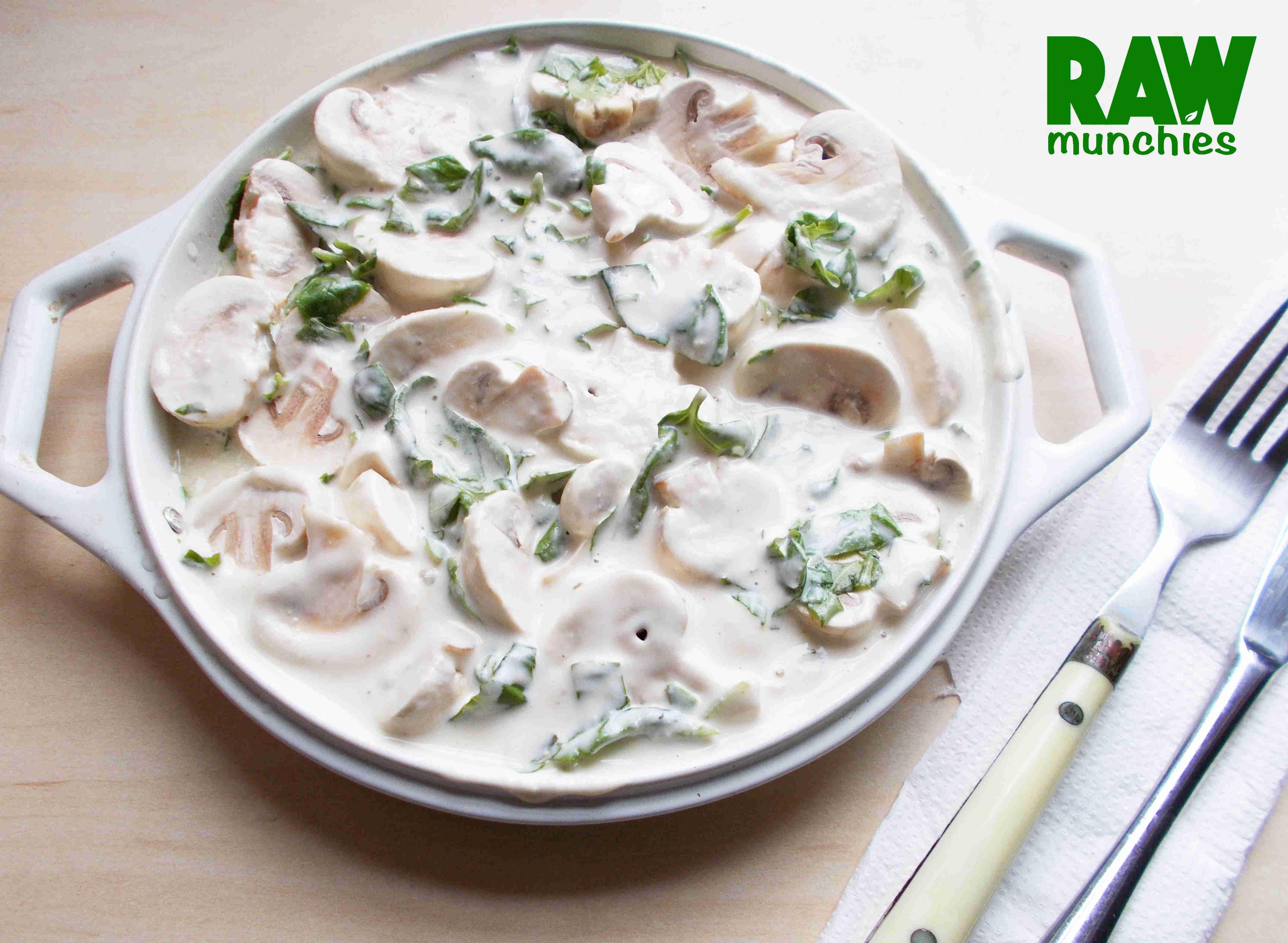 Raw Vegan Creamy Mushrooms